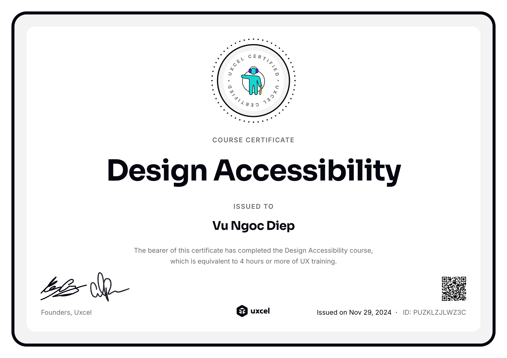 Vu Ngoc Diep's certificate